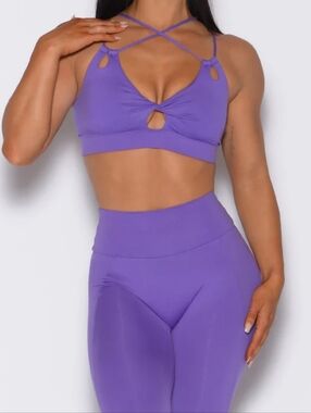 Bombshell Sportswear Violet Crisscross Keyhole Sports Bra Set